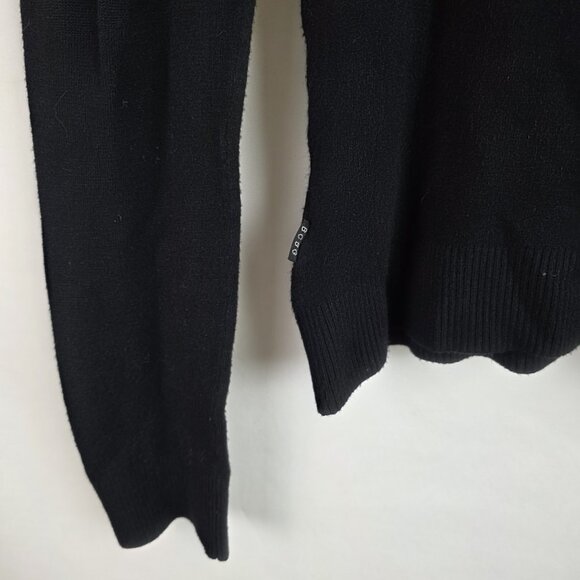 BCBGMAXAZRIA Womens Sweater Size Small Black Faux Fur Collar Long Sleeve Top - Picture 5 of 14